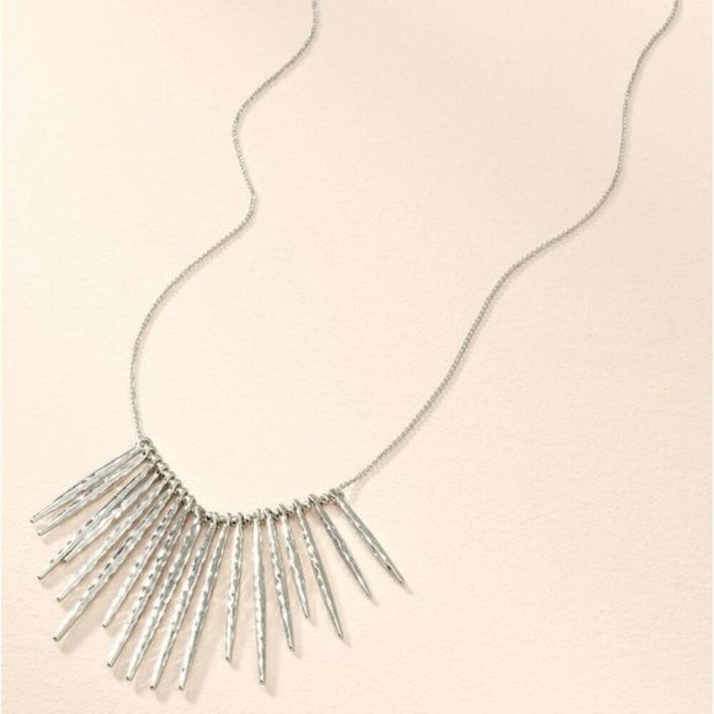 Stella & Dot Kari Fringe Necklace Silver Tone NWT - Picture 6 of 10